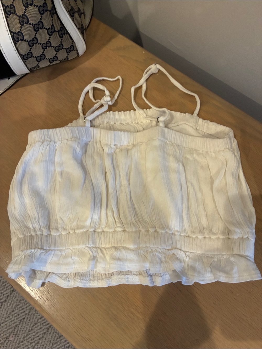 Hollister Cream Smocked Cami Crop Top